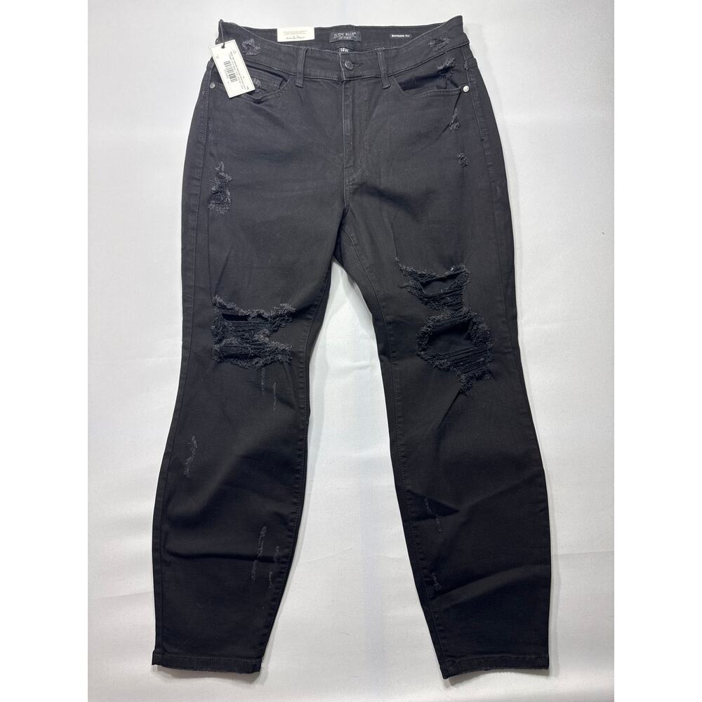 NWT Judy Blue Women's Black Destroyed Boyfriend Jeans - Size 14W (33x28)